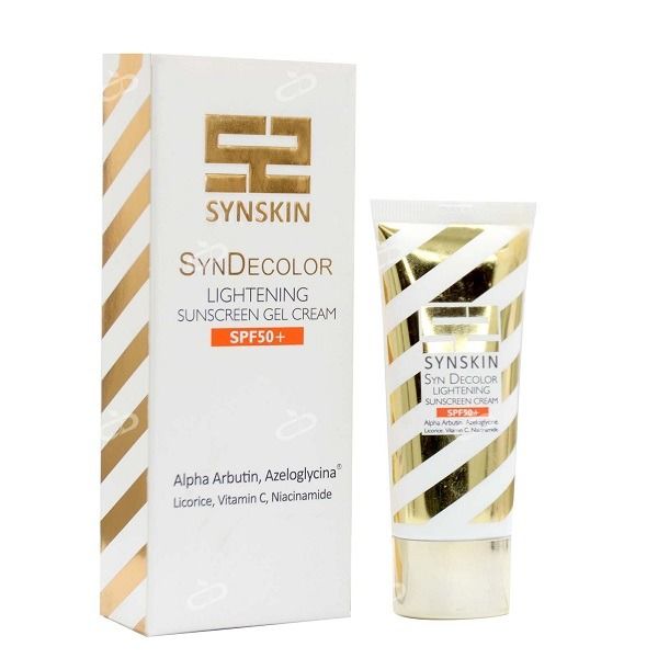 کرم ژل ضد آفتاب روشن کننده ساین اسکین، مدل Syn Decolor، بی رنگ با SPF50، مناسب انواع پوست کرم ژل ضد آفتاب روشن کننده ساین اسکین، مدل Syn Decolor، بی رنگ با SPF50، مناسب انواع پوست