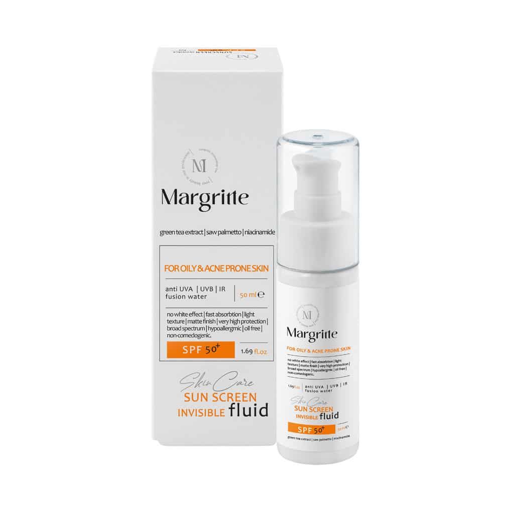 فلوئید ضد آفتاب ساده حجم 50 میلی لیتر SPF50+ مارگریت پوست چرب